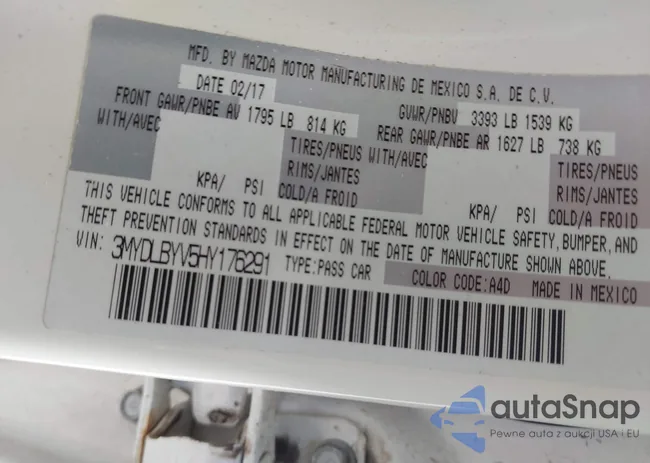 3MYDLBYV5HY176291: 43116145