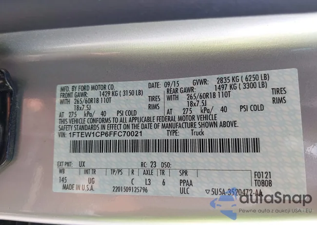 1FTEW1CP6FFC70021: 43116245