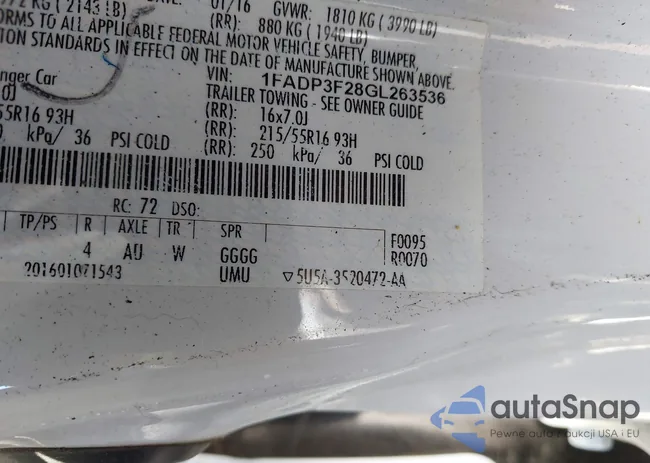 1FADP3F28GL263536: 43116256