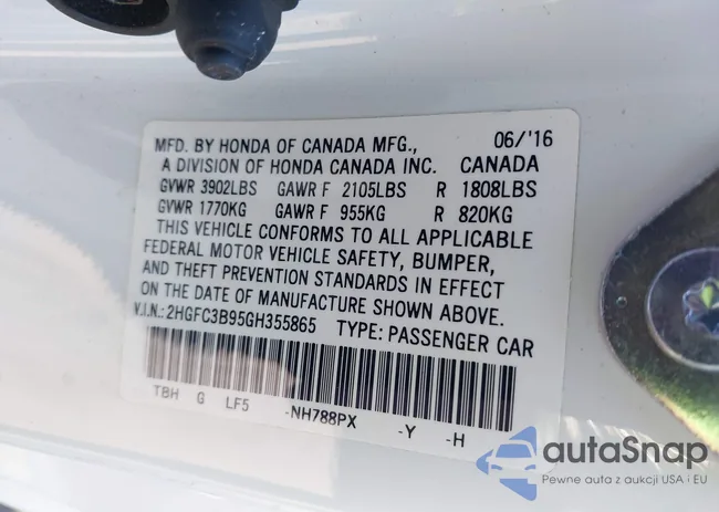 2HGFC3B95GH355865: 43116258