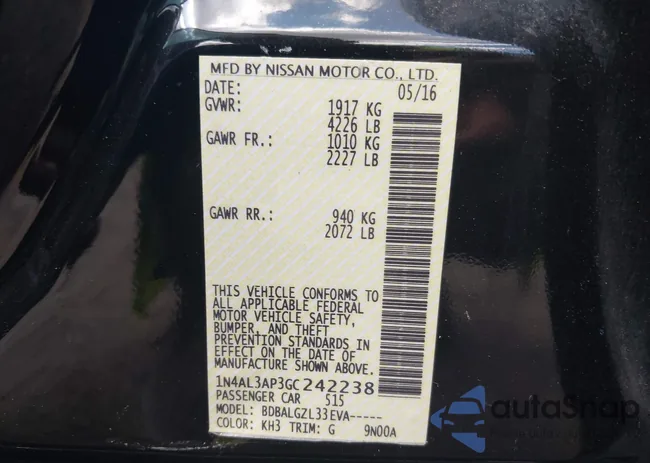 1N4AL3AP3GC242238: 43116322