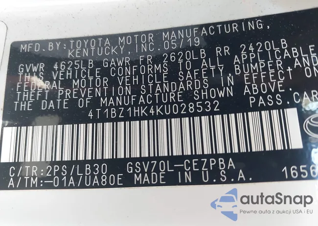 4T1BZ1HK4KU028532: 43116382