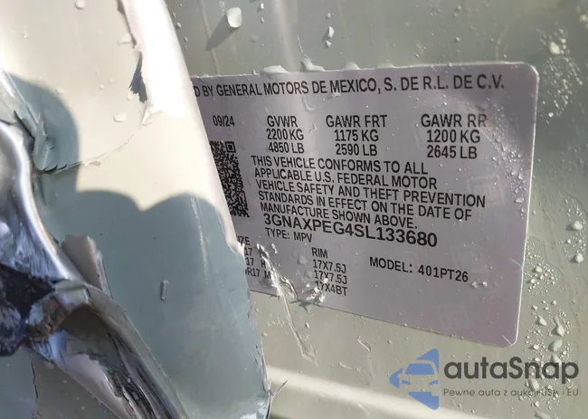 3GNAXPEG4SL133680: 43116410