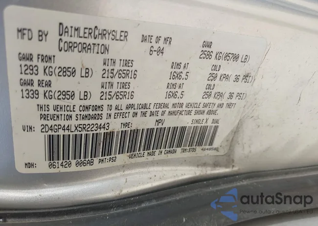2D4GP44LX5R223443: 43116467