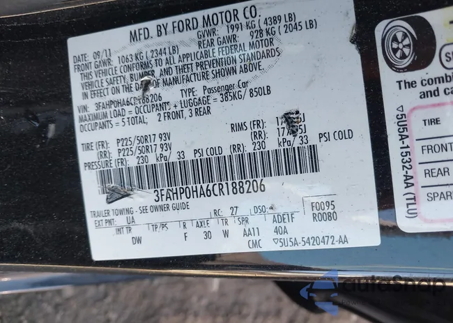 3FAHP0HA6CR188206: 43116490