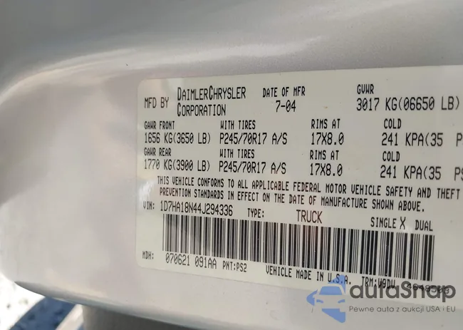 1D7HA18N44J294336: 43116593