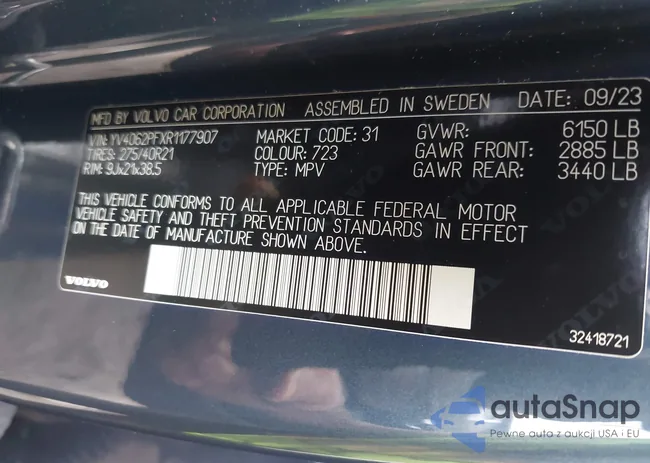 YV4062PFXR1177907: 43116623