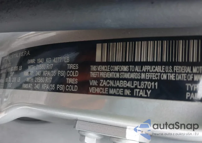 ZACNJABB4LPL87011: 43116635