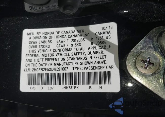 2HGFB2F5XDH591007: 43116653