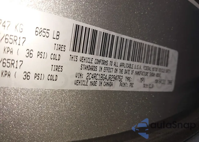 2C4RC1BG4JR294752: 43115749