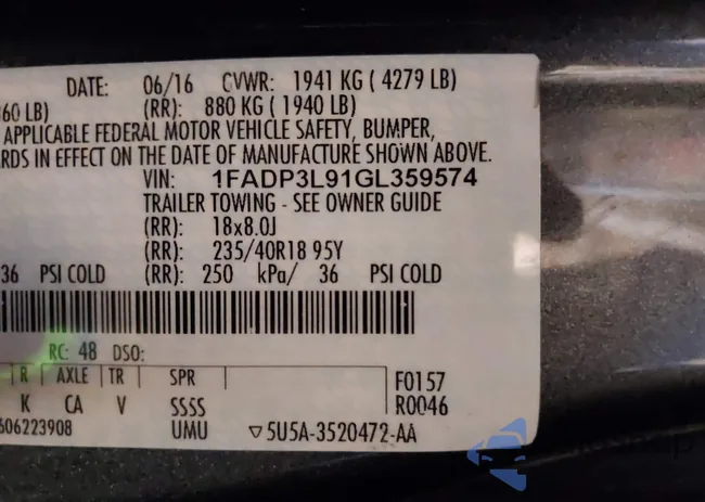 1FADP3L91GL359574: 43115774