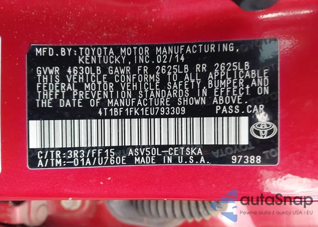 4T1BF1FK1EU793309: 43115776