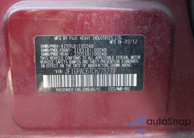 JF1GPAC67CH228279: 43115833