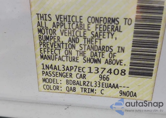 1N4AL3AP7EC137408: 43115887