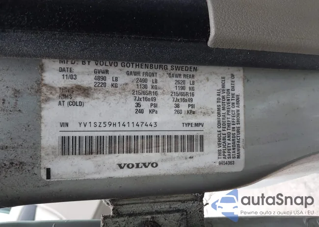 YV1SZ59H141147443: 43115916