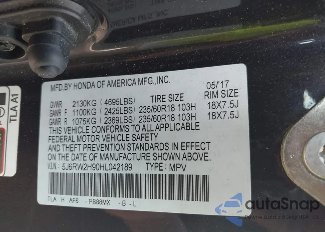 5J6RW2H90HL042189: 43116086