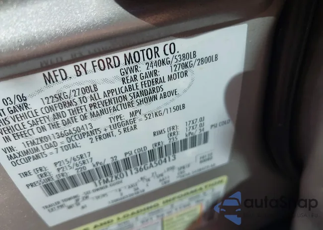 1FMZK01136GA50413: 43117174