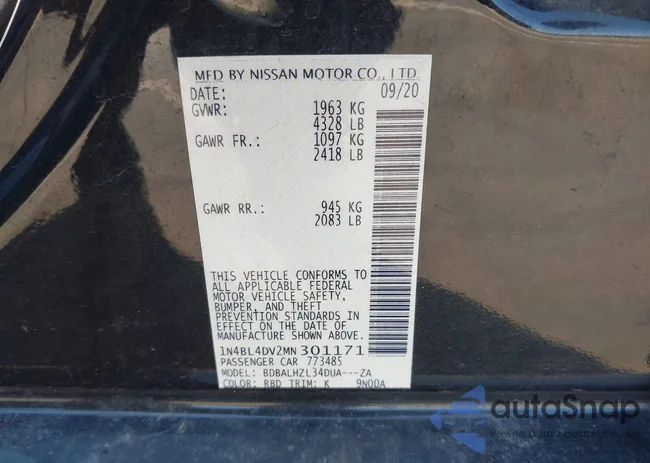 1N4BL4DV2MN301171: 43117195