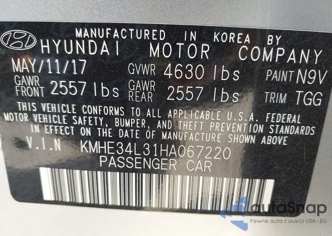 KMHE34L31HA067220: 43117252