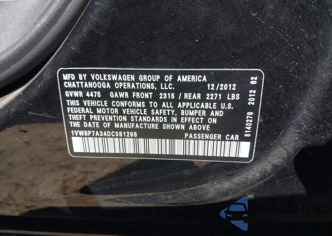 1VWBP7A34DC081298: 43117333