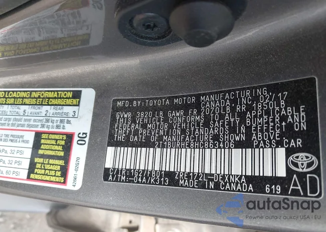 2T1BURHE8HC863406: 43117397