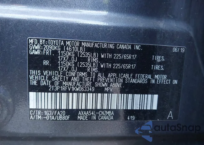 2T3P1RFV1KW063349: 43117418