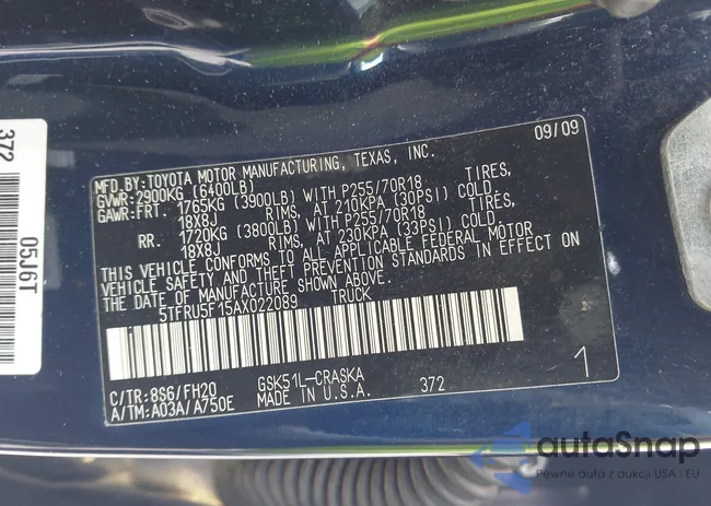 5TFRU5F15AX022089: 43117506