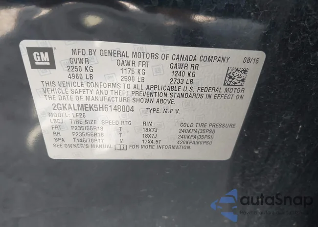 2GKALMEK5H6148004: 43117580