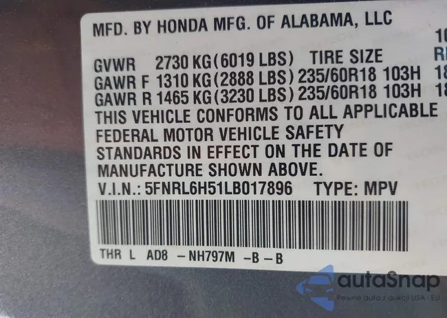 5FNRL6H51LB017896: 43117583