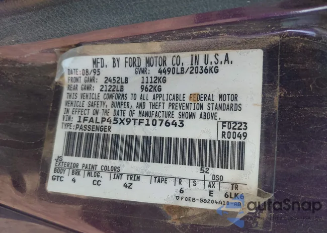 1FALP45X9TF107643: 43117599