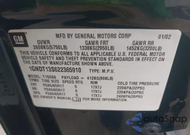 1GNDT13S622365910: 43117616