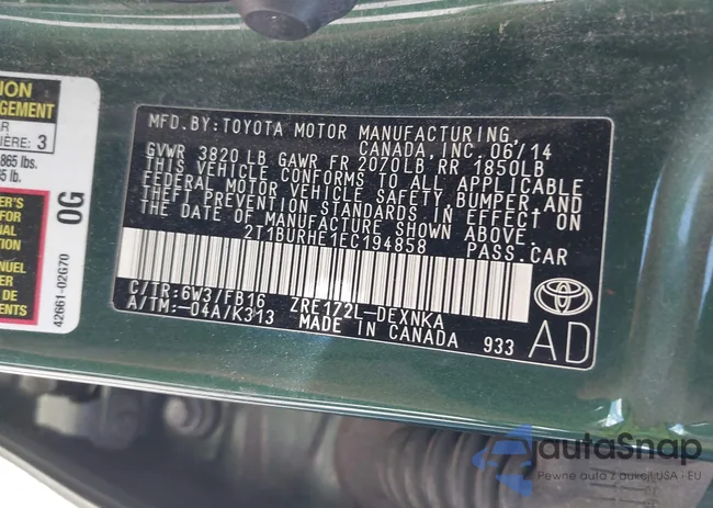 2T1BURHE1EC194858: 43117683