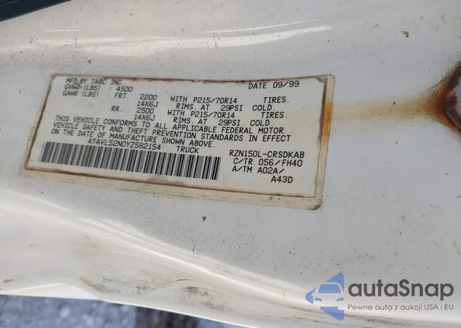 4TAVL52N0YZ582154: 43116710