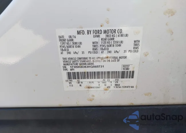 1FM5K8D83HGA65731: 43116820