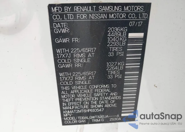 KNMAT2MT6HP610547: 43116921