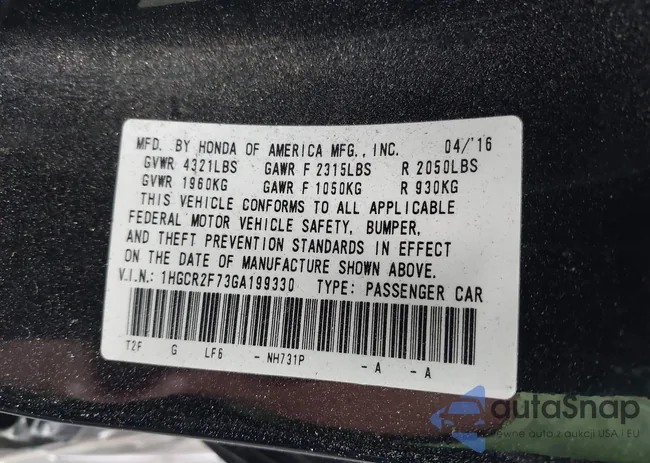 1HGCR2F73GA199330: 43116963