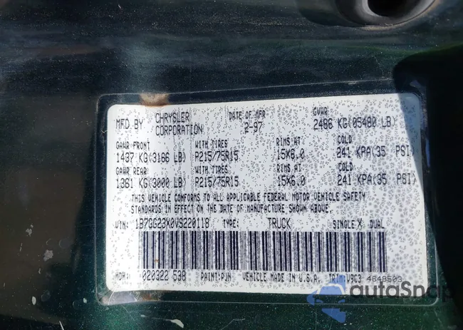 1B7GG23X0VS220118: 43116988