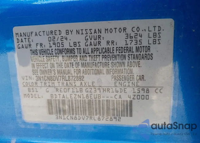 3N1CN8DV7RL872892: 43117026