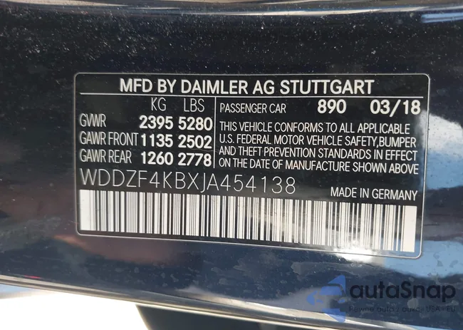 WDDZF4KBXJA454138: 43117030