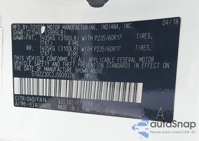 5TDZZ3DC2JS939328: 43117053