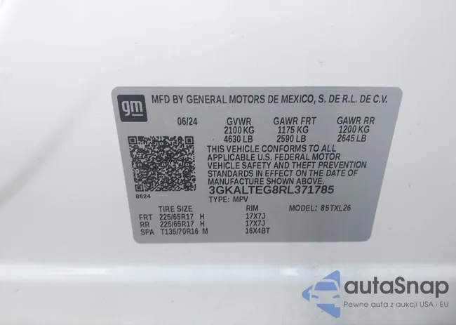 3GKALTEG8RL371785: 43117080