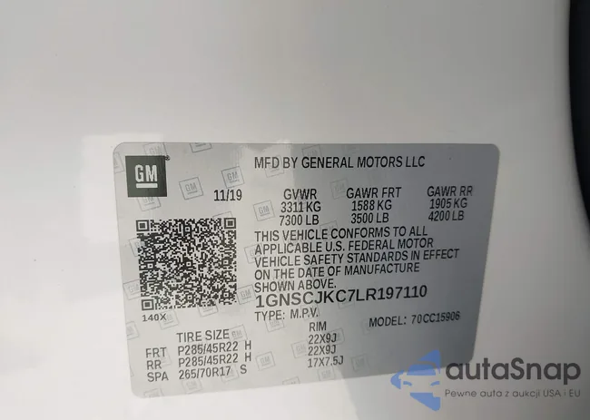 1GNSCJKC7LR197110: 43118096