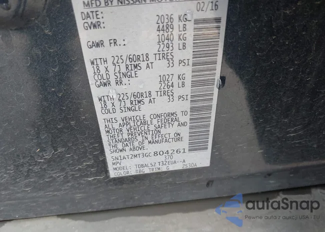 5N1AT2MT3GC804261: 43118127