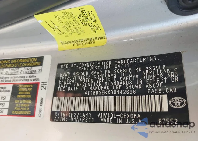 4T1BB3EKXBU142698: 43118307