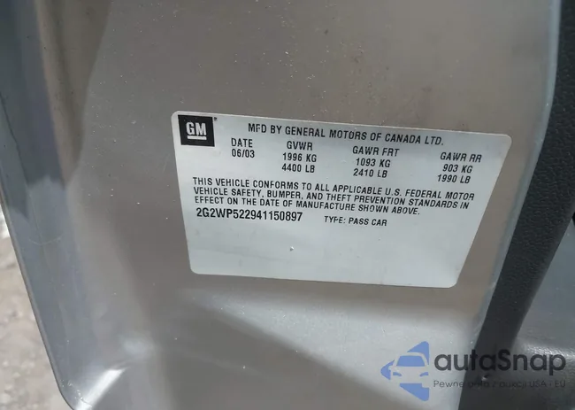 2G2WP522941150897: 43118308