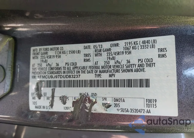 1FMCU9J97DUD83237: 43118334