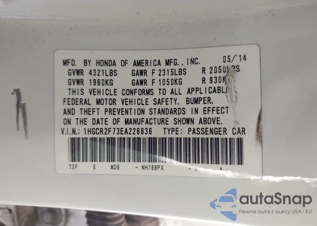 1HGCR2F73EA226636: 43118341