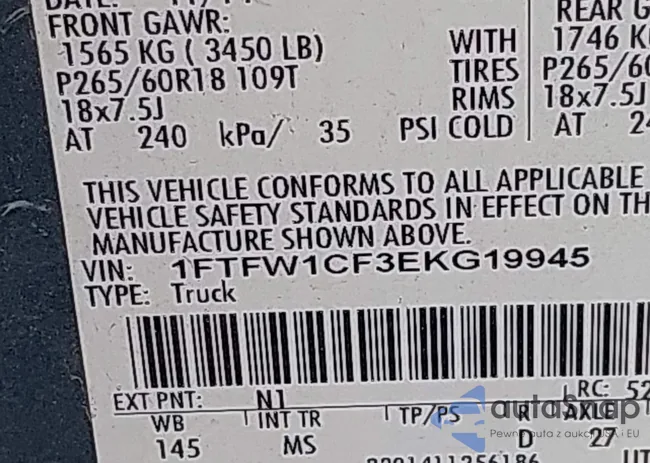 1FTFW1CF3EKG19945: 43118438