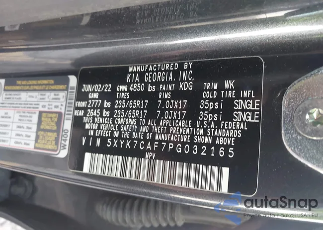 5XYK7CAF7PG032165: 43118474