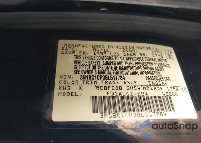 3N1BC1CP3BL517784: 43118477